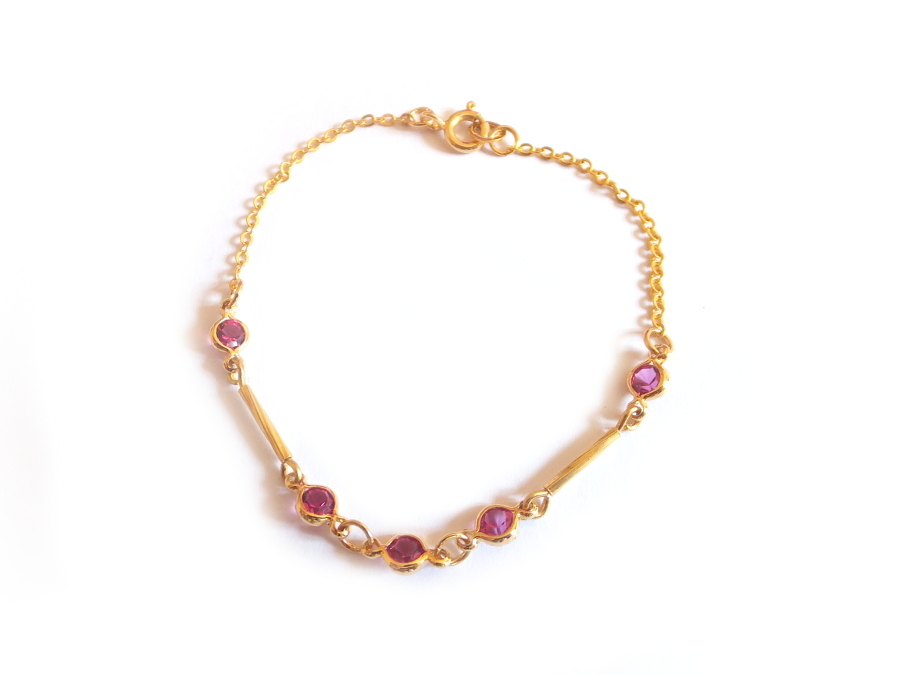Bracelet cristal Swarovski doré rose fuchsia