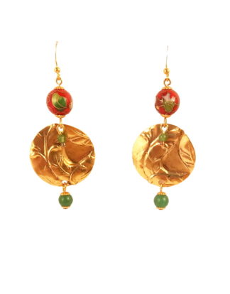Boucles d’oreilles Sakura dorées rouges